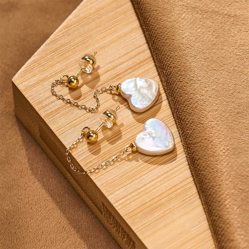 Nimara Ritual Retro Pearl Heart Shape Design Drop Dangle Optimism Earrings