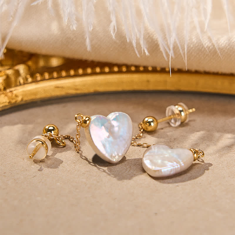 Nimara Ritual Retro Pearl Heart Shape Design Drop Dangle Optimism Earrings