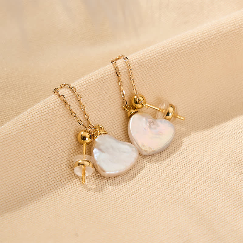 Nimara Ritual Retro Pearl Heart Shape Design Drop Dangle Optimism Earrings