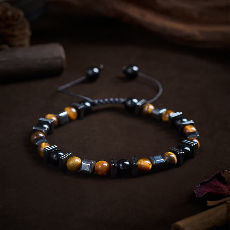 Nimara Ritual Natural Tiger's Eye Black Obsidian Hematite Support Bracelet