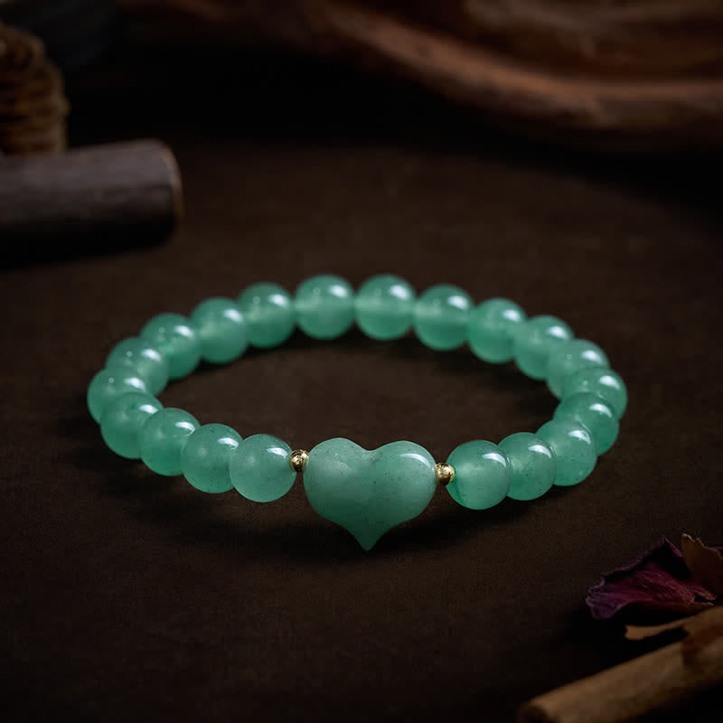 Nimara Ritual Natural Amethyst Green Aventurine Tiger Eye Strawberry Quartz Love Heart Spiritual Bracelet