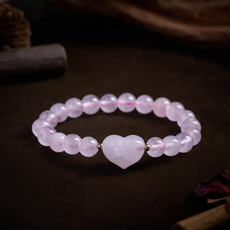 Nimara Ritual Natural Amethyst Green Aventurine Tiger Eye Strawberry Quartz Love Heart Spiritual Bracelet