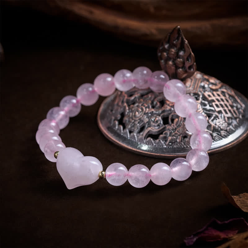 Nimara Ritual Natural Amethyst Green Aventurine Tiger Eye Strawberry Quartz Love Heart Spiritual Bracelet