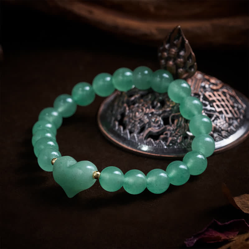 Nimara Ritual Natural Amethyst Green Aventurine Tiger Eye Strawberry Quartz Love Heart Spiritual Bracelet