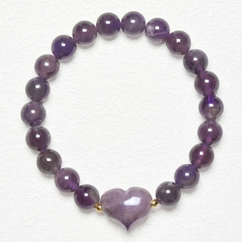 Nimara Ritual Natural Amethyst Green Aventurine Tiger Eye Strawberry Quartz Love Heart Spiritual Bracelet