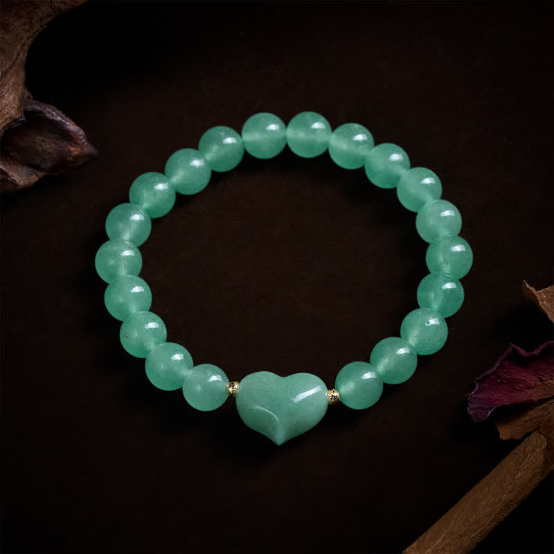 Nimara Ritual Natural Amethyst Green Aventurine Tiger Eye Strawberry Quartz Love Heart Spiritual Bracelet
