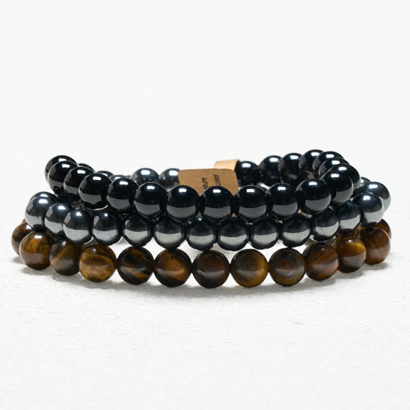 Nimara Ritual Tiger Eye Hematite Black Onyx Beaded Strength Bracelet