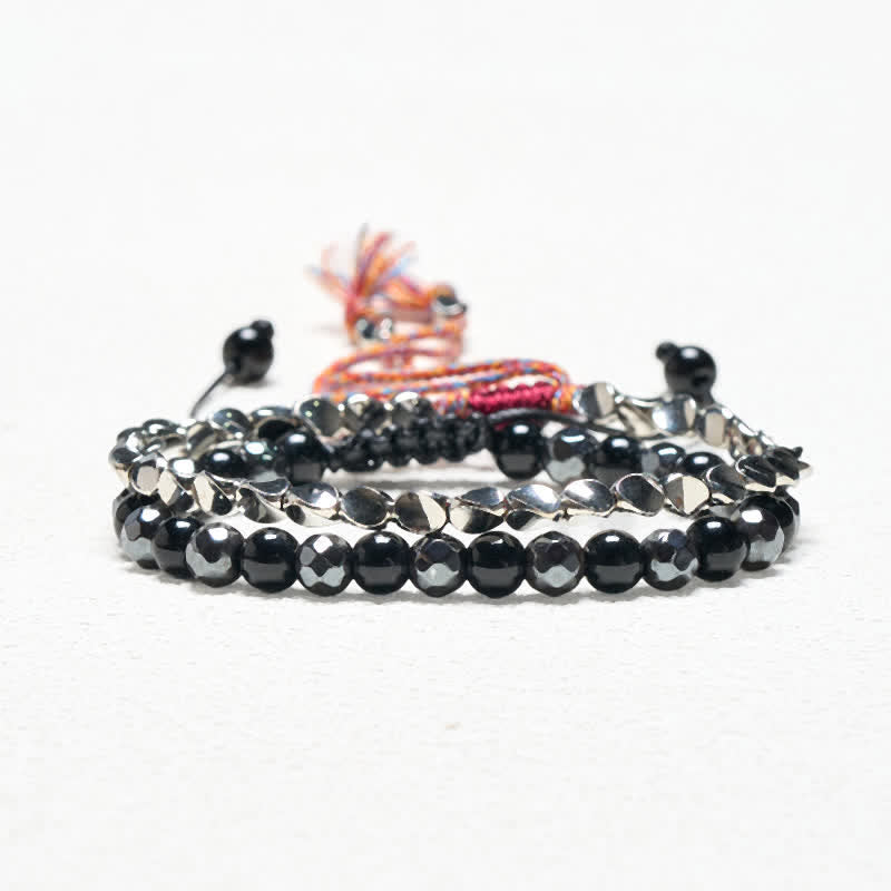 Nimara Ritual 2Pcs Hematite Black Onyx Copper Beaded Powerful String Bracelet