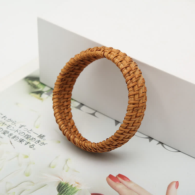 Nimara Ritual Handwoven Rattan Bohemian Resort Wide Bracelet Bangle