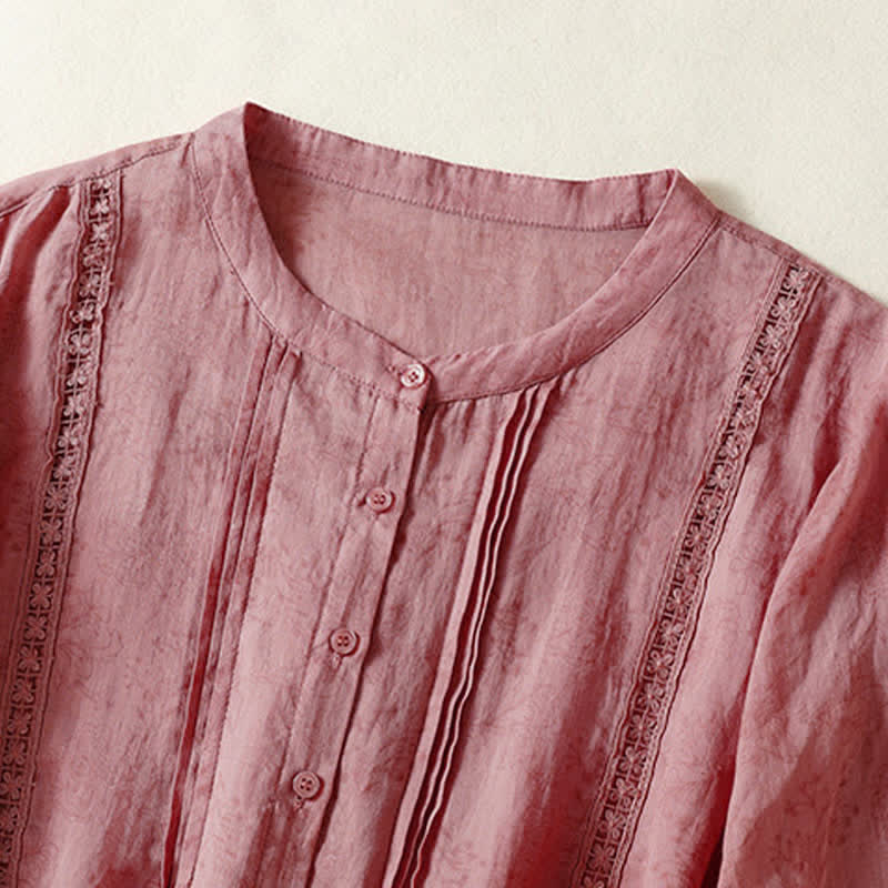 Nimara Ritual Summer Vintage Button-Up Solid Women's Elbow-Length Sleeve Shirts
