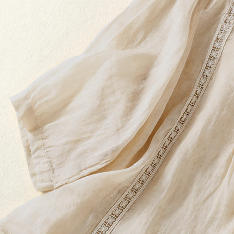 Nimara Ritual Summer Vintage Button-Up Solid Women's Elbow-Length Sleeve Shirts