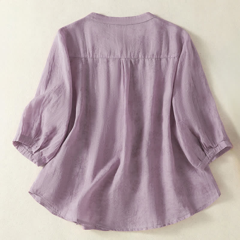 Nimara Ritual Summer Vintage Button-Up Solid Women's Elbow-Length Sleeve Shirts