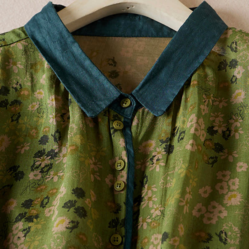 Nimara Ritual Summer Vintage Button-Up Floral Print Women's Short Sleeve Shirts