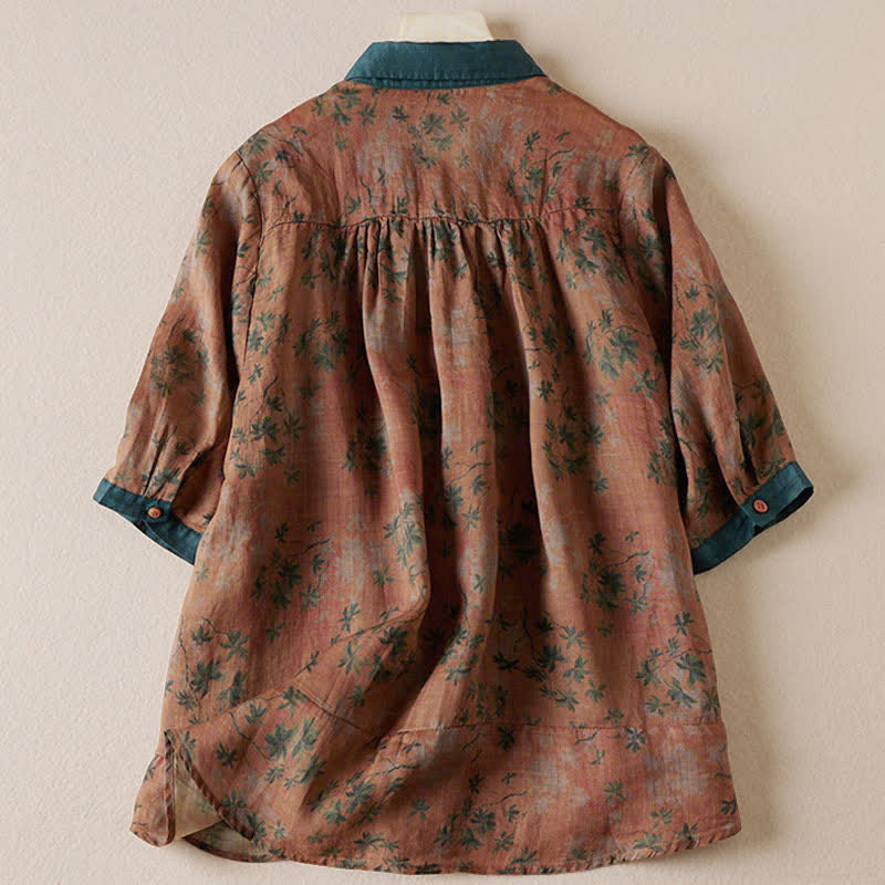 Nimara Ritual Summer Vintage Button-Up Floral Print Women's Short Sleeve Shirts