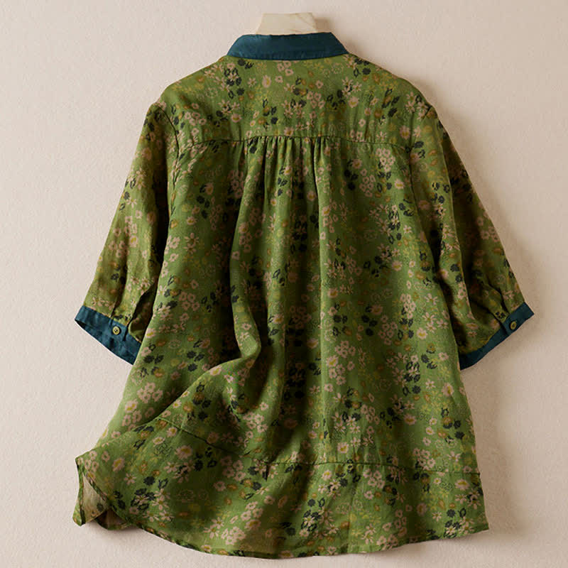 Nimara Ritual Summer Vintage Button-Up Floral Print Women's Short Sleeve Shirts