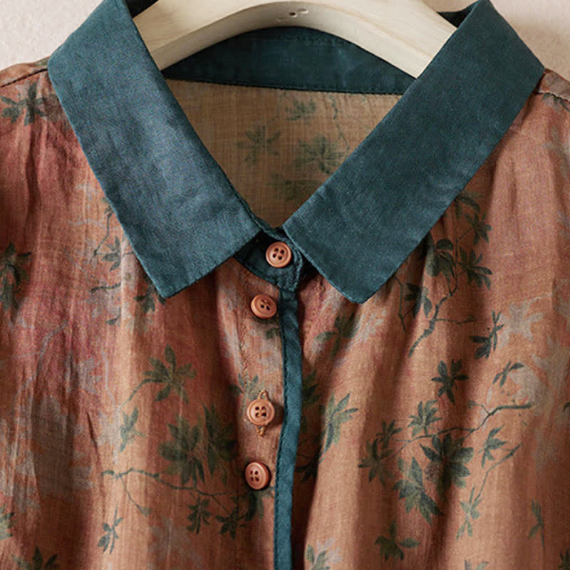 Nimara Ritual Summer Vintage Button-Up Floral Print Women's Short Sleeve Shirts