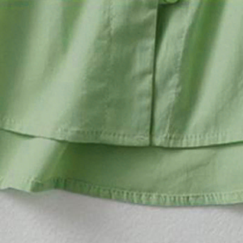 Nimara Ritual Summer Casual Button Up Solid Ruffled Collar Cotton Women's Short Sleeve Shirt