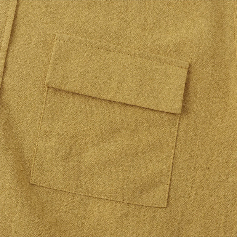 Nimara Ritual Summer Casual Solid Buttons Men's Short Sleeve Shirts With Decorative Pockets