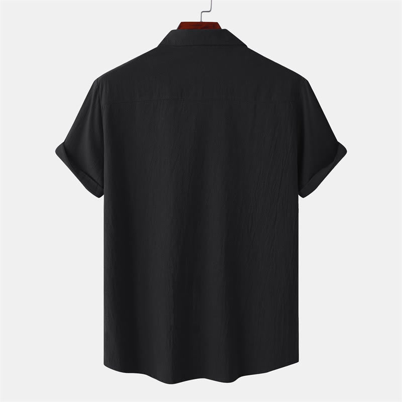 Nimara Ritual Summer Casual Solid Buttons Men's Short Sleeve Shirts With Decorative Pockets