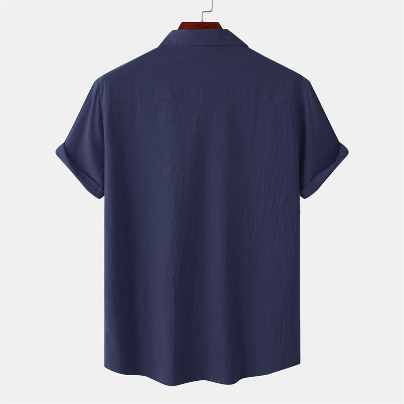 Nimara Ritual Summer Casual Solid Buttons Men's Short Sleeve Shirts With Decorative Pockets