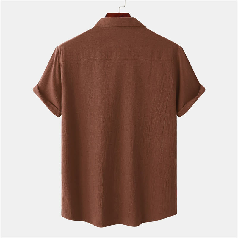 Nimara Ritual Summer Casual Solid Buttons Men's Short Sleeve Shirts With Decorative Pockets