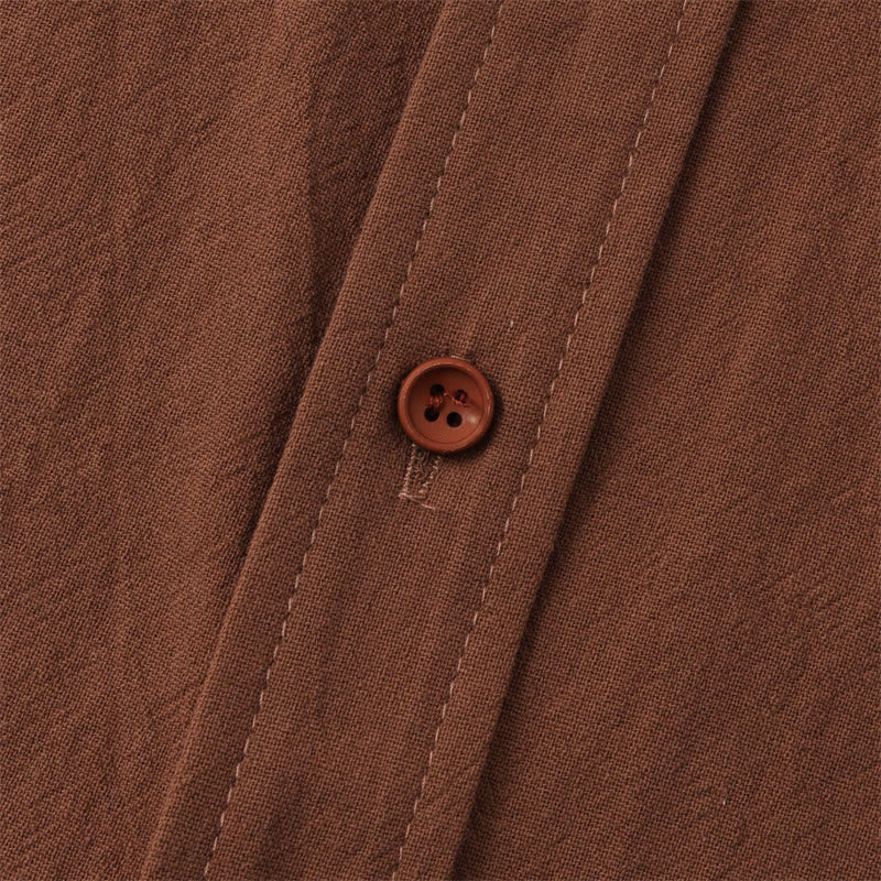 Nimara Ritual Summer Casual Solid Buttons Men's Short Sleeve Shirts With Decorative Pockets