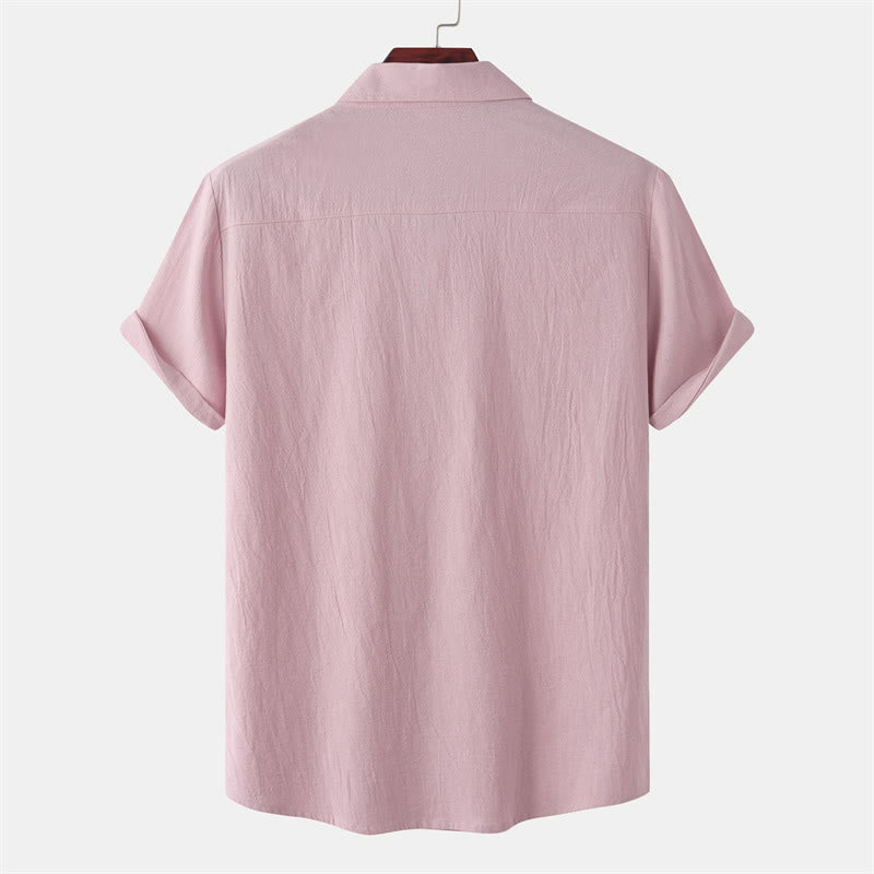 Nimara Ritual Summer Casual Solid Buttons Men's Short Sleeve Shirts With Decorative Pockets