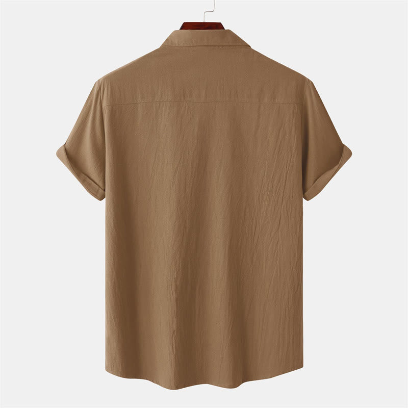 Nimara Ritual Summer Casual Solid Buttons Men's Short Sleeve Shirts With Decorative Pockets