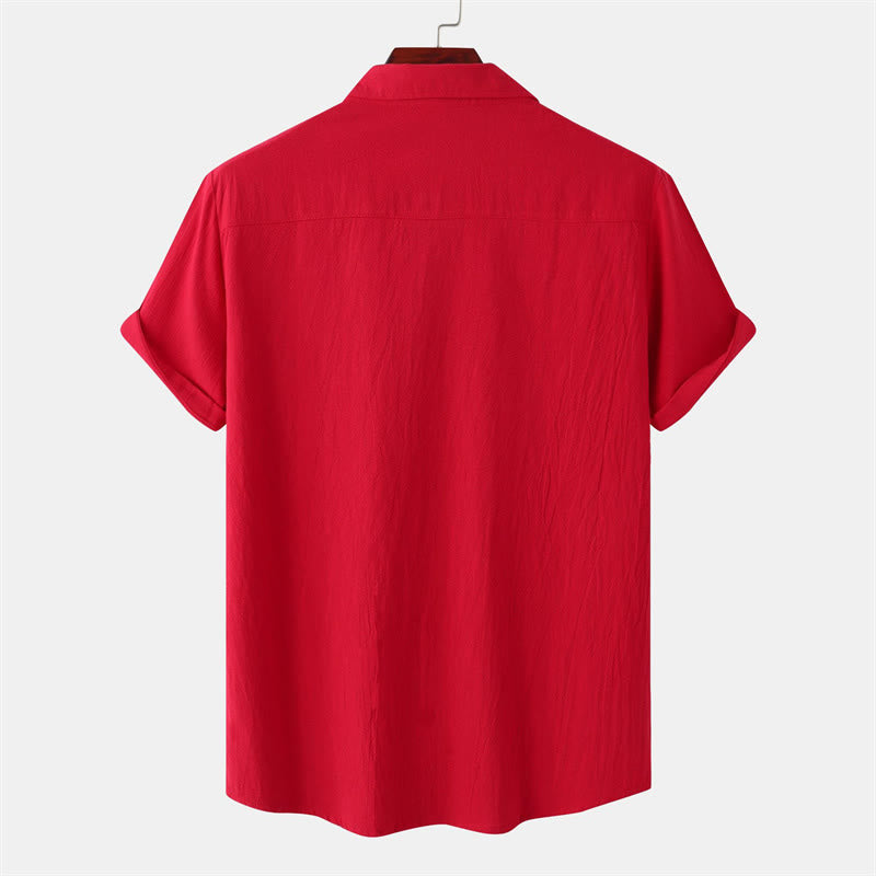 Nimara Ritual Summer Casual Solid Buttons Men's Short Sleeve Shirts With Decorative Pockets