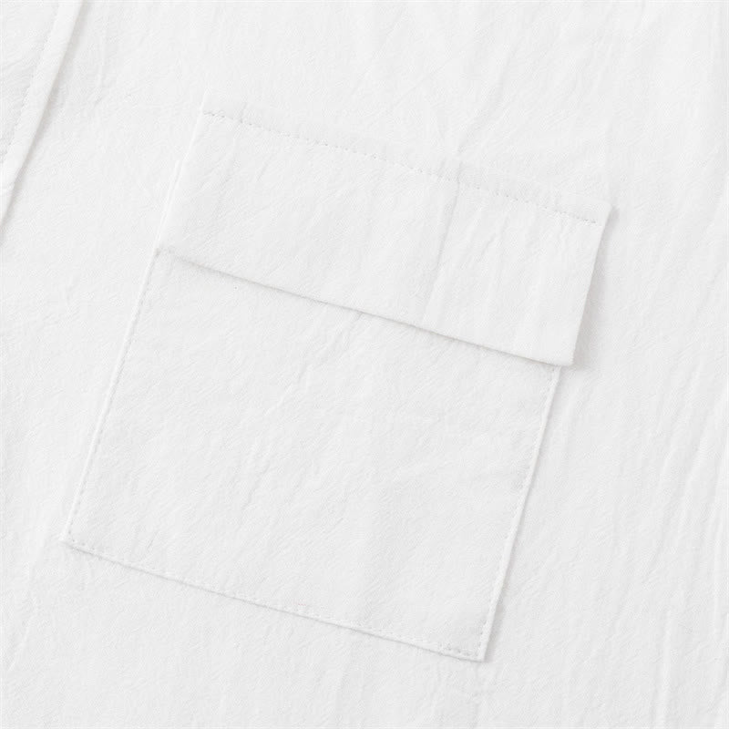 Nimara Ritual Summer Casual Solid Buttons Men's Short Sleeve Shirts With Decorative Pockets
