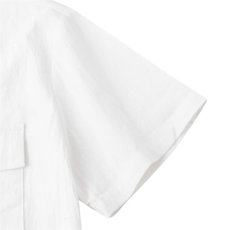 Nimara Ritual Summer Casual Solid Buttons Men's Short Sleeve Shirts With Decorative Pockets