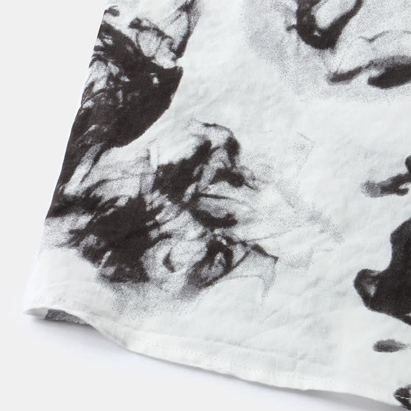 Nimara Ritual Summer Casual Button-Up Ink Print Men's Short Sleeve Shirts