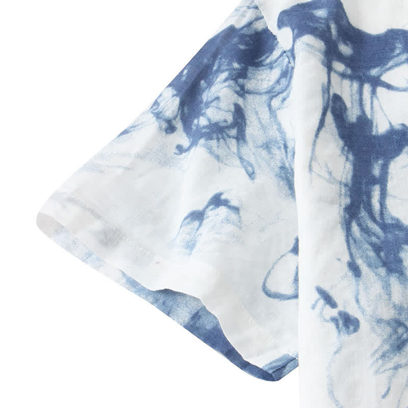 Nimara Ritual Summer Casual Button-Up Ink Print Men's Short Sleeve Shirts