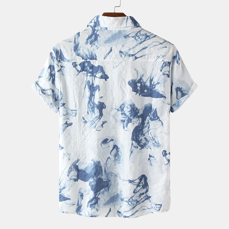 Nimara Ritual Summer Casual Button-Up Ink Print Men's Short Sleeve Shirts
