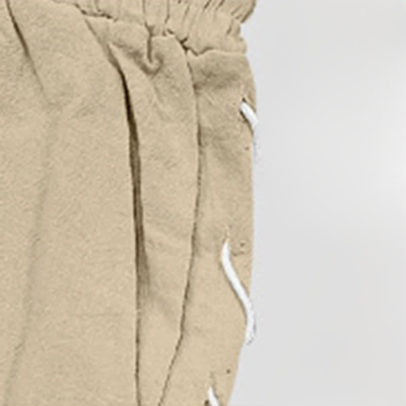 Nimara Ritual Summer Casual Drawstring Side Slit Solid Bermuda Shorts Men's Straight Leg Pants With Pockets