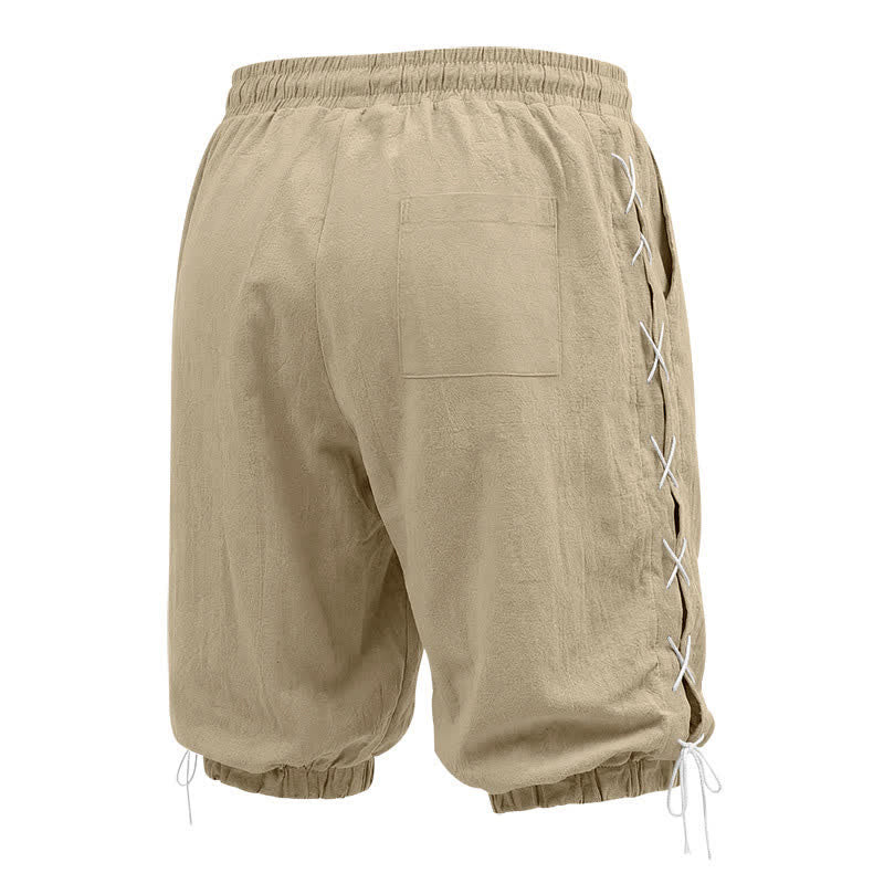 Nimara Ritual Summer Casual Drawstring Side Slit Solid Bermuda Shorts Men's Straight Leg Pants With Pockets