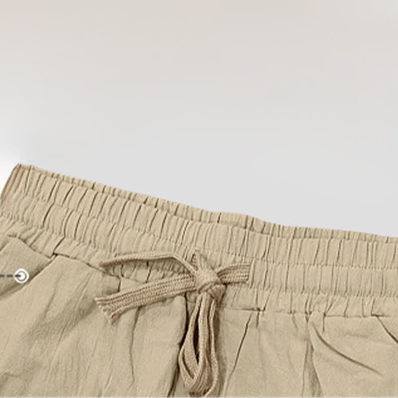 Nimara Ritual Summer Casual Drawstring Side Slit Solid Bermuda Shorts Men's Straight Leg Pants With Pockets