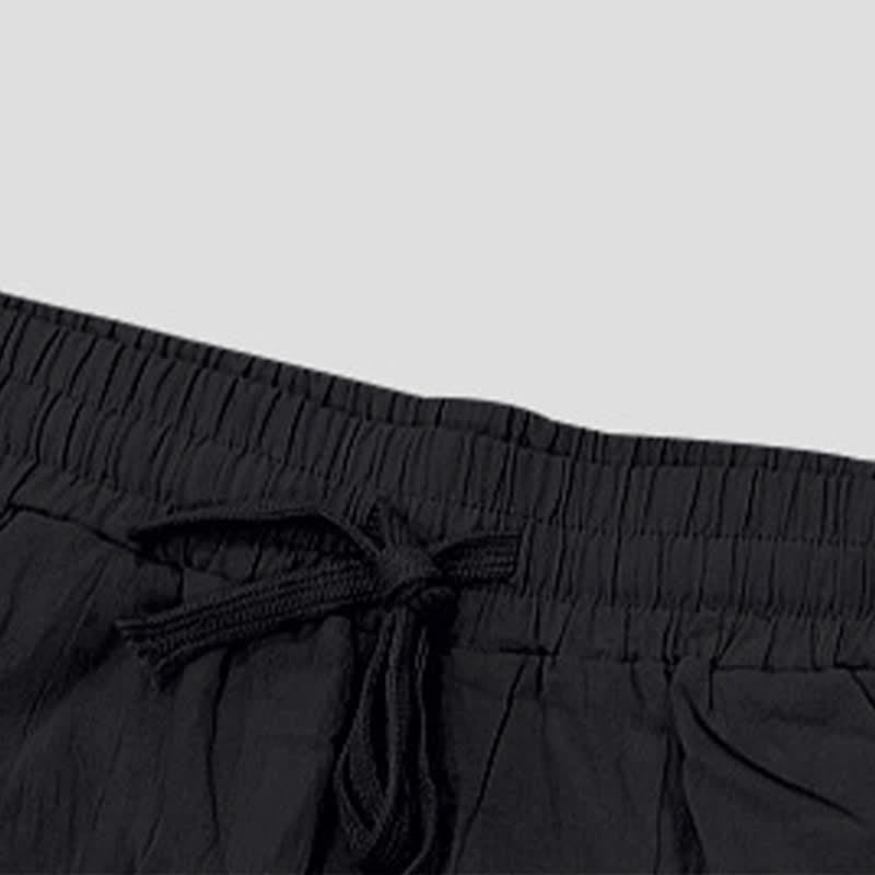 Nimara Ritual Summer Casual Drawstring Side Slit Solid Bermuda Shorts Men's Straight Leg Pants With Pockets