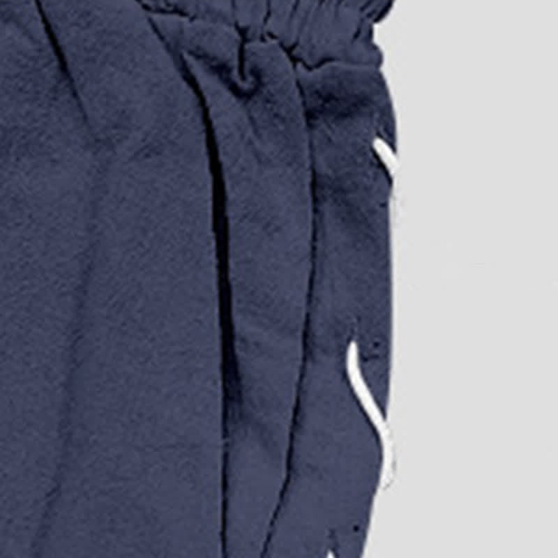 Nimara Ritual Summer Casual Drawstring Side Slit Solid Bermuda Shorts Men's Straight Leg Pants With Pockets