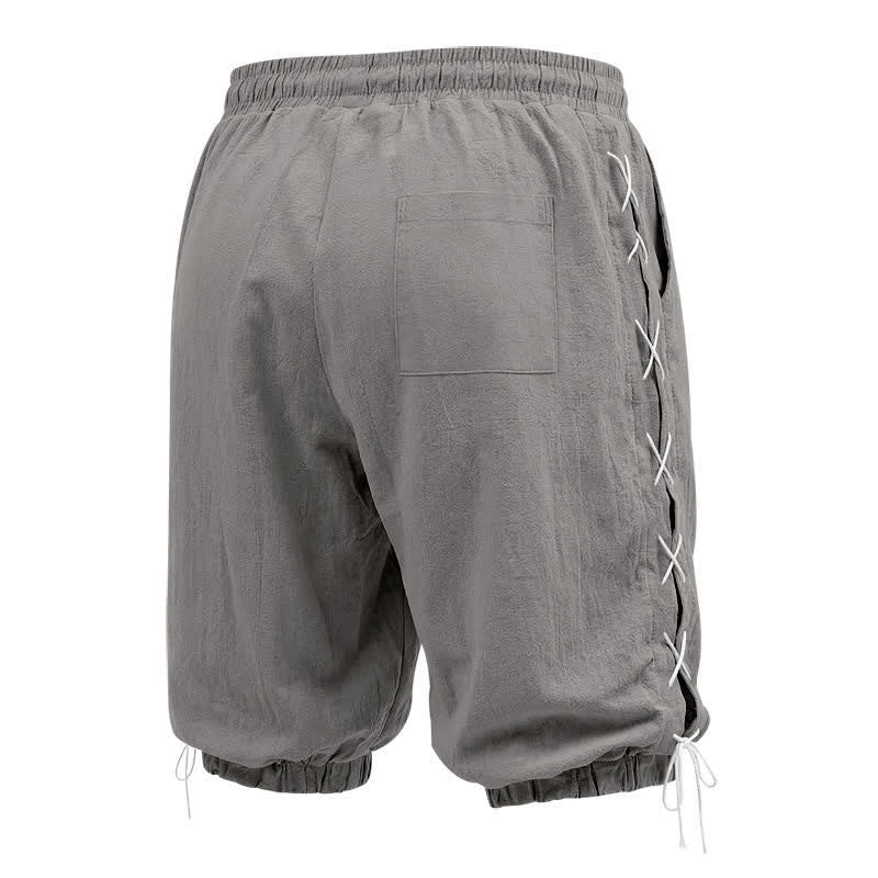 Nimara Ritual Summer Casual Drawstring Side Slit Solid Bermuda Shorts Men's Straight Leg Pants With Pockets