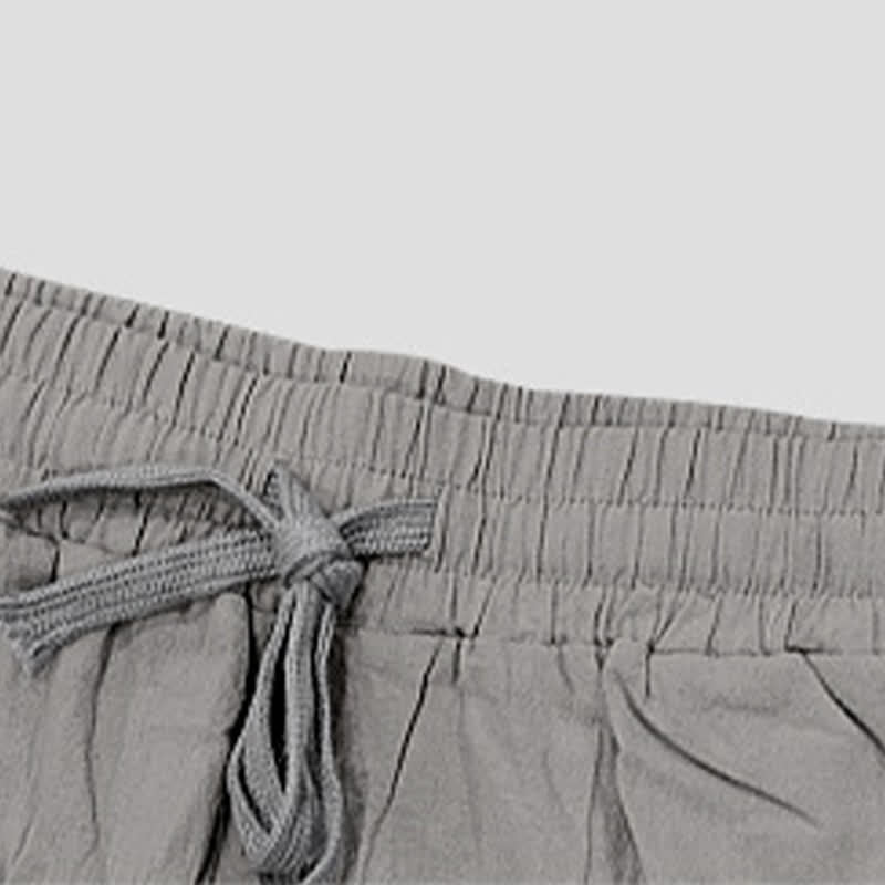 Nimara Ritual Summer Casual Drawstring Side Slit Solid Bermuda Shorts Men's Straight Leg Pants With Pockets