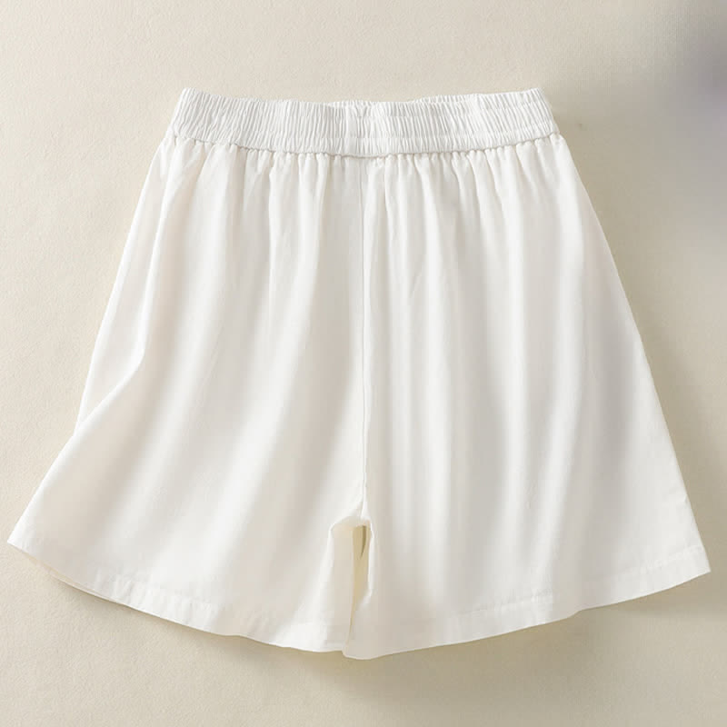 Nimara Ritual Summer Casual Decorative Buttons Solid Women's Shorts With Pockets