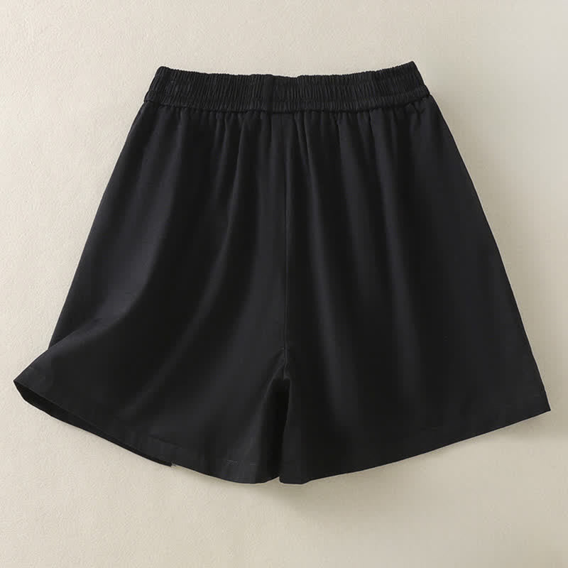 Nimara Ritual Summer Casual Decorative Buttons Solid Women's Shorts With Pockets