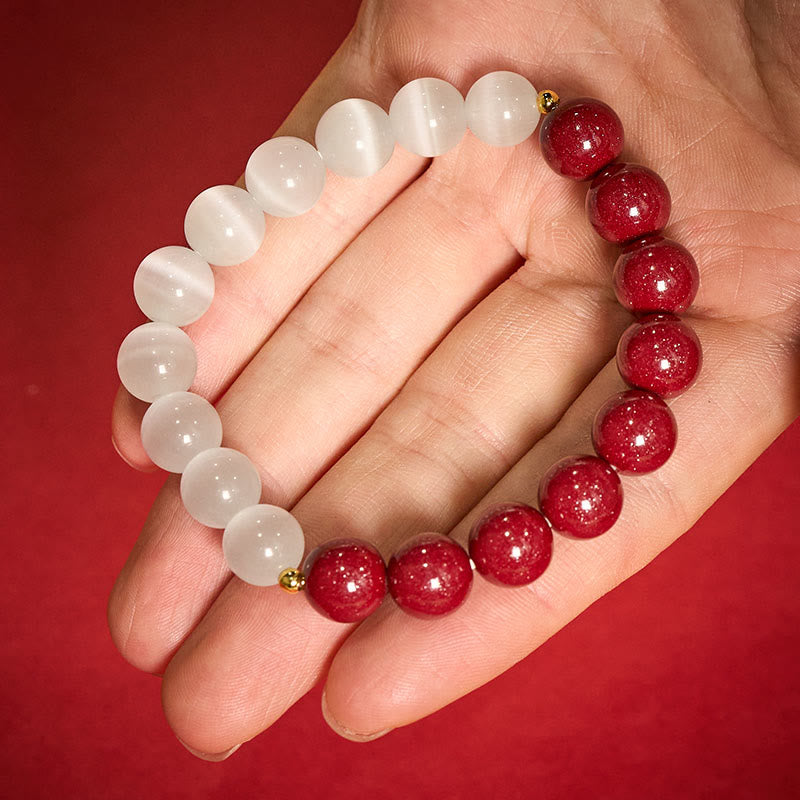 Nimara Ritual Cinnabar White Cat's Eye Calm Bracelet