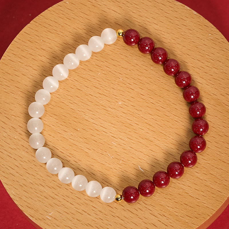 Nimara Ritual Cinnabar White Cat's Eye Calm Bracelet