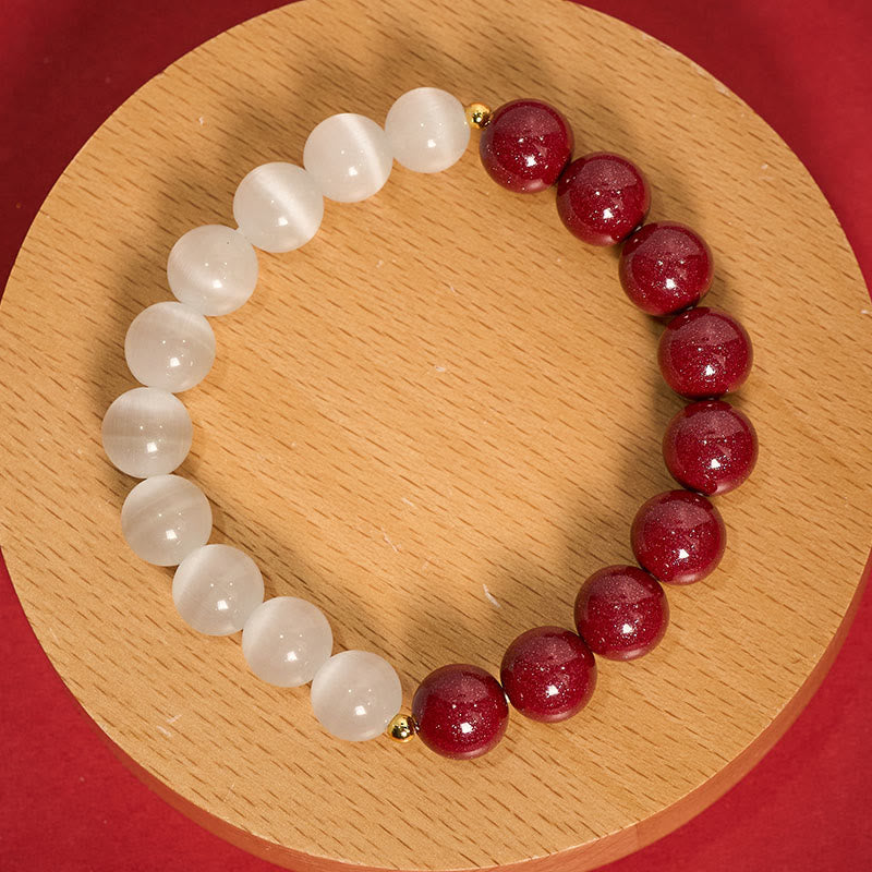 Nimara Ritual Cinnabar White Cat's Eye Calm Bracelet