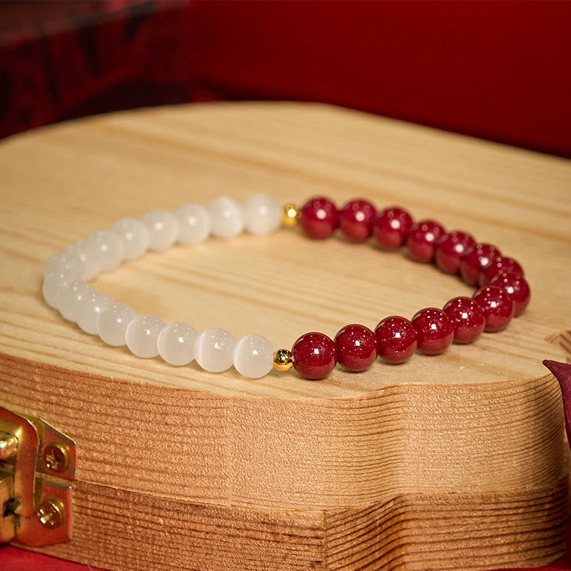 Nimara Ritual Cinnabar White Cat's Eye Calm Bracelet