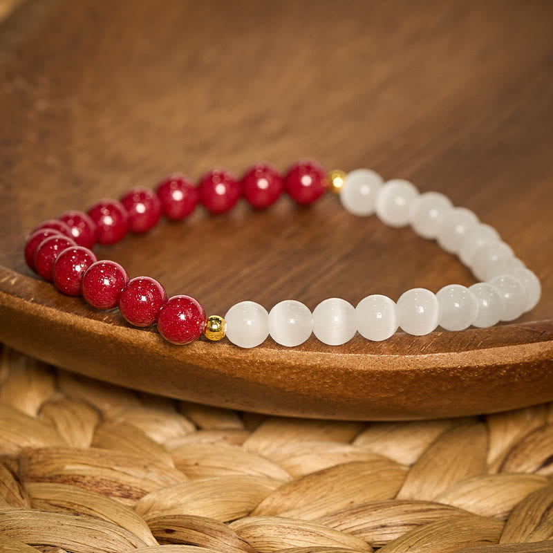 Nimara Ritual Cinnabar White Cat's Eye Calm Bracelet