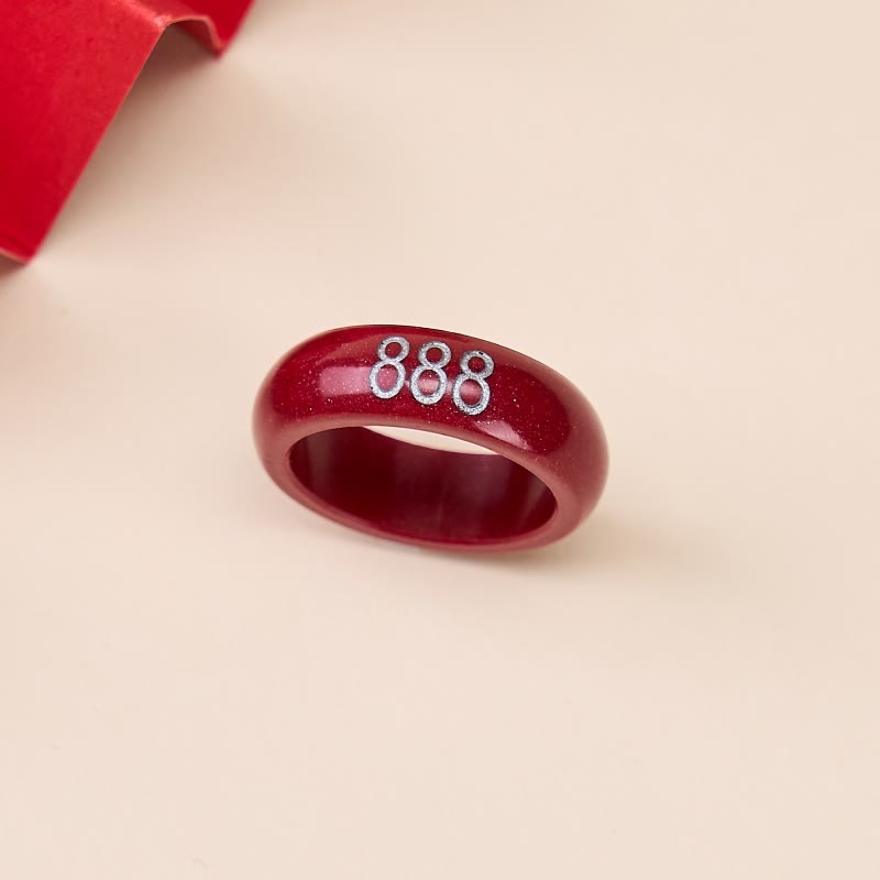 Nimara Ritual Cinnabar Round Carved 444 Angel Number 888 Angel Number Blessing Ring
