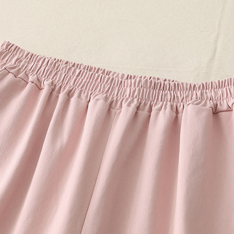 Nimara Ritual Spring Casual Solid Cotton Ruffle Hem Women's Wide Leg Pants With Pockets